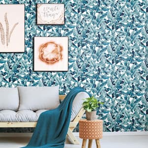 Tropical Palm Blue Peel and Stick Wallpaper (Covers 28.18 sq. ft.)