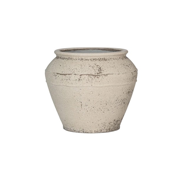 PotteryPots 21 in. W Eros L Ficonstone Mediterranean Planter Indoor/Outdoor, Chalk White, Concrete