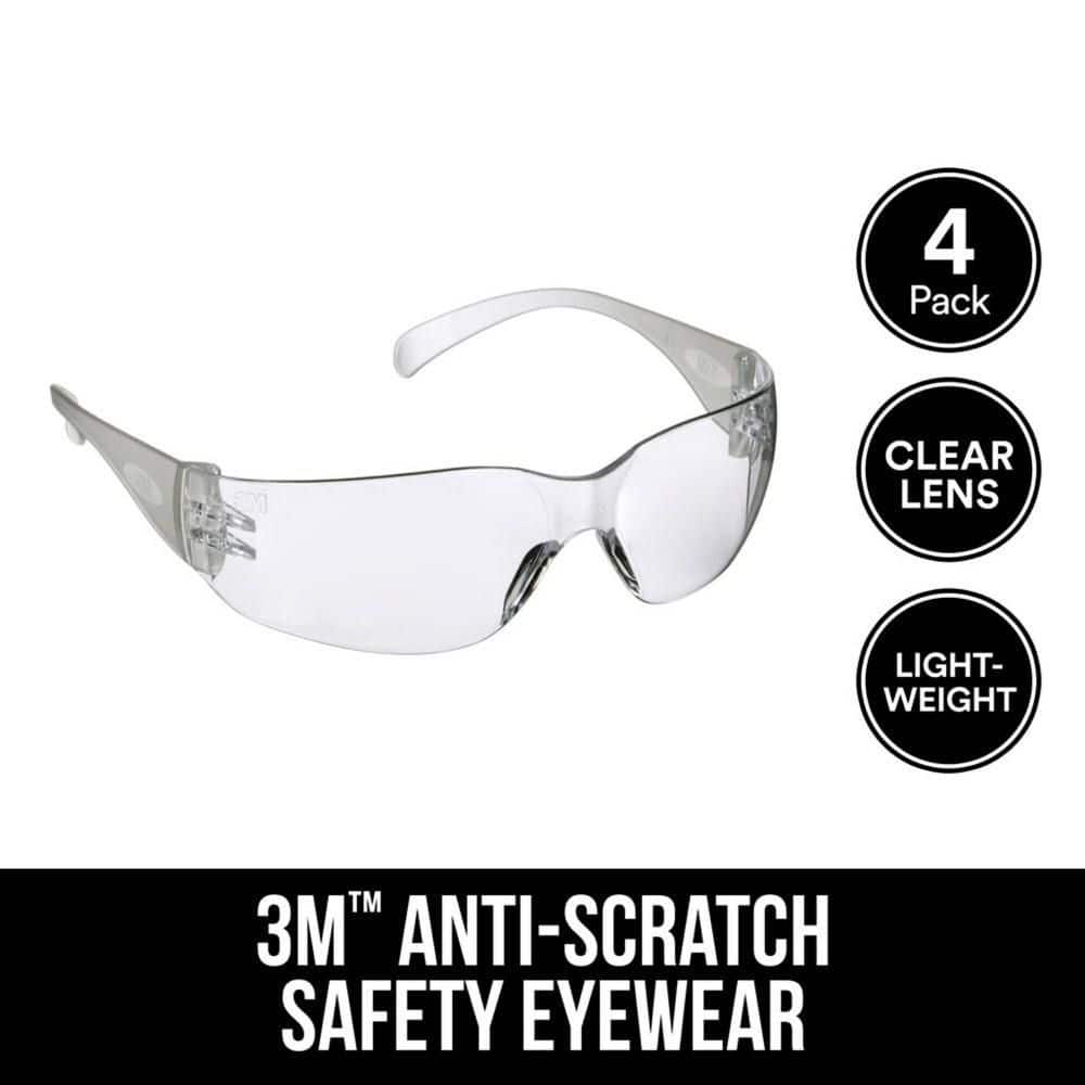 3M Clear Frame with Clear Lenses Indoor Safety Glasses (4-Pack)  90834-00000B - The Home Depot