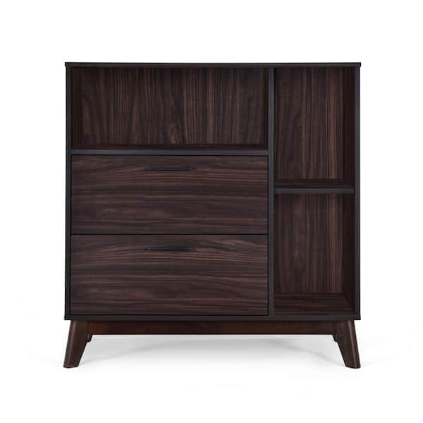 Noble House Ayres Walnut Cabinet with 2-Drawers 94322 - The Home Depot