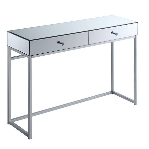 Convenience Concepts Reflections 42 in. Mirror/Silver Standard Height Rectangle Mirror Top Console Table with 2-Drawers