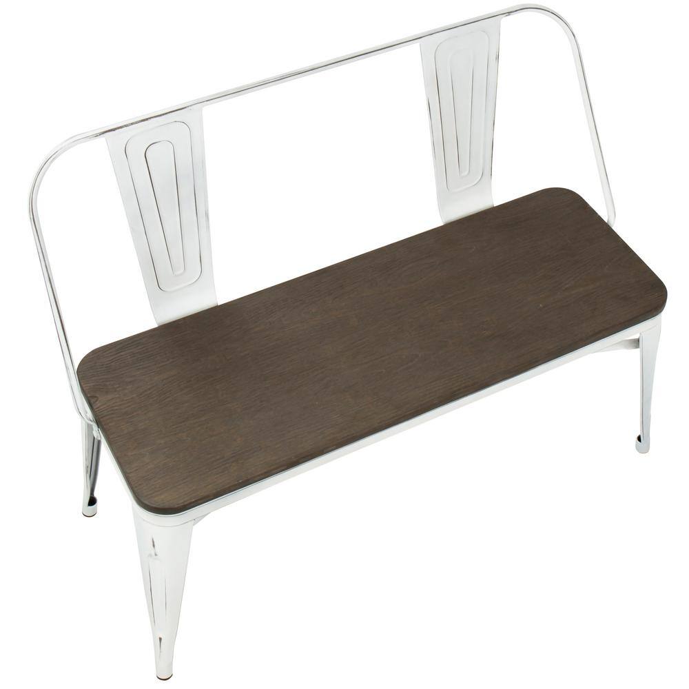Oregon Contemporary 42'' Brown and White Industrial Dining Bench