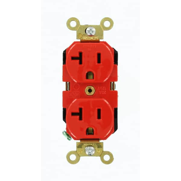 20 Amp 125 V Industrial Grade Self Grounding Duplex Outlet/Receptacle, Red (1-Pack) 5362-R