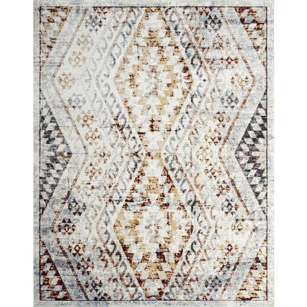 Tayse Rugs Palazzo Diamond Rust 5 ft. x 8 ft. Indoor Area Rug