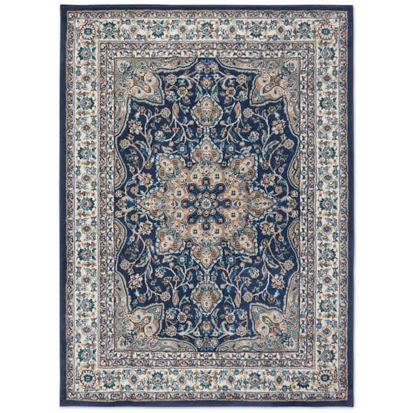 Home Dynamix Tremont Magnolia 2 x 3 Navy Blue Indoor Medallion