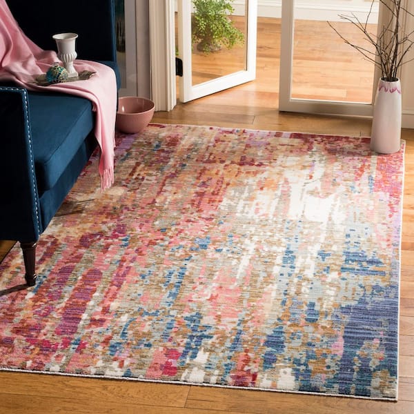Nirvana 9 ft. x 13 ft. Red/Multi Abstract Distressed Area Rug