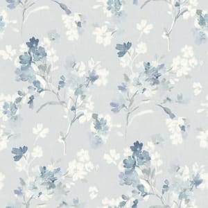 Azalea Light Blue Pre-Pasted Non-Woven Wallpaper Sample