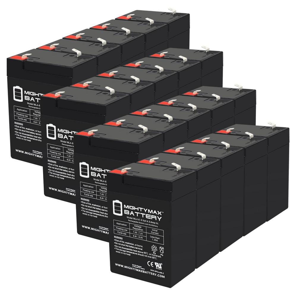 MIGHTY MAX BATTERY ML4-6 - 6 VOLT 4.5 SLA BATTERY - Pack of 20 MAX3972184 - The