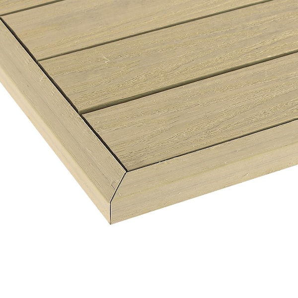 NewTechWood 1/12 ft. x 1 ft. Quick Deck Composite Deck Tile Outside Corner Trim in Japanese Cedar (2-Pieces/Box)