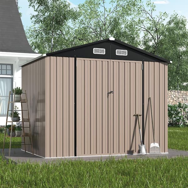 Sizzim 7.4 ft. W x 5.3 ft. D Outdoor Storage Metal Shed with Floor