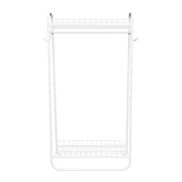 Huluwat White Steel Clothes Rack 12 in. W x 64.96 in. H