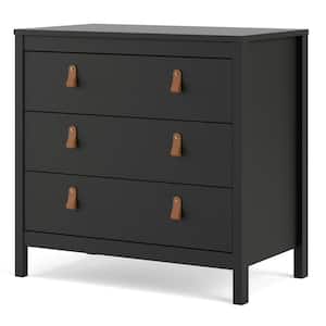 Madrid 3-Drawer Black Matte Chest of-Drawers (31.38 in. H x 32.40 in. W x 18.90 in. D)