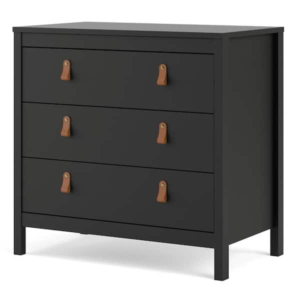Tvilum Madrid 3-Drawer Black Matte Chest of-Drawers (31.38 in. H x 32.40  in. W x 18.90 in. D) 79679gmgm - The Home Depot