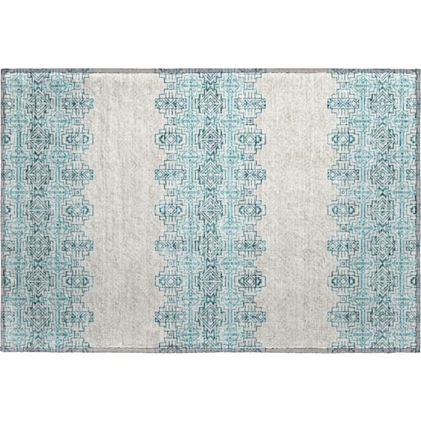Addison Rugs Mayfield Premium Machine Washable Abstract AMF970 Teal 2 ft. x 3 ft. Area Rug