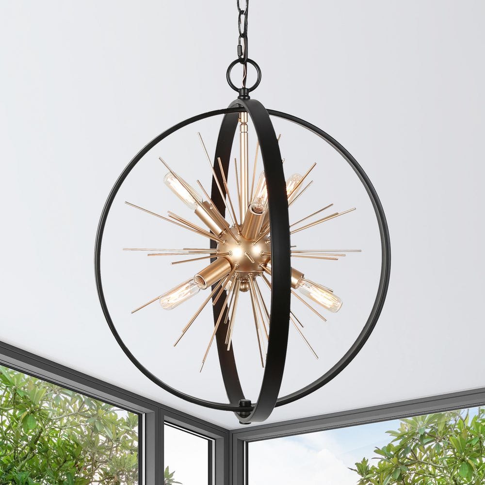 Modern Globe Chandelier Pendant Light Cali 6-Light Black & Brass Round Dining Room Chandelier price history on PriceWatchPro