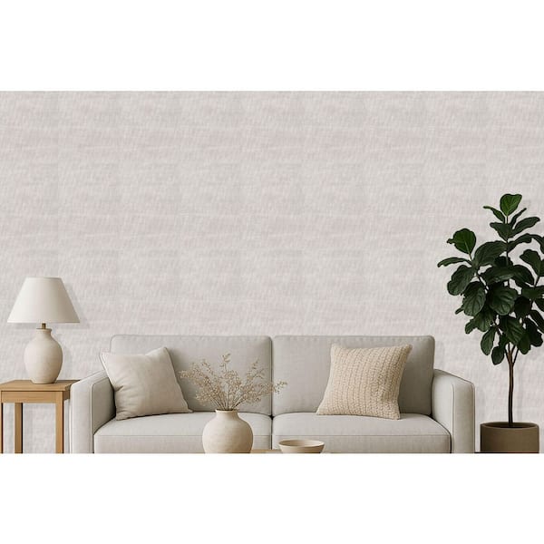 Autumn Grey Linen Weave Print Non Woven Non-Pasted Textured Wallpaper 57 sq. ft.