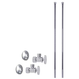 5/8 in. x 3/8 in. OD x 20 in. Bullnose Faucet Supply Line Kit with Round Handle Angle Shut Off Valve, Polished Chrome
