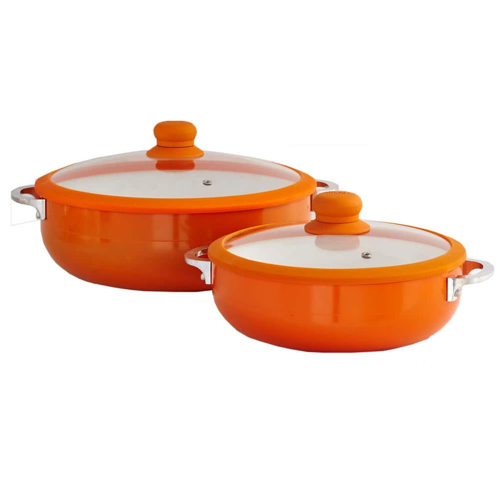 IMUSA Ceramic Nonstick Caldero Set with Glass Lids - Orange, 2 pc - Food 4  Less