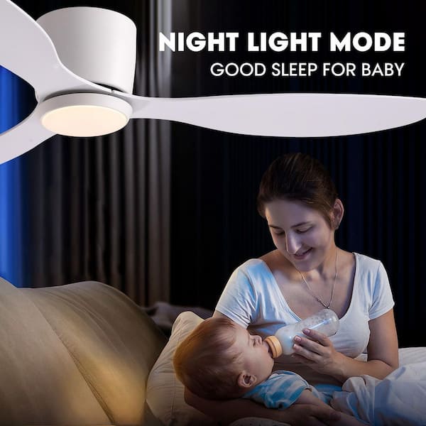 52 in. Smart Indoor White Low Profile 3 Blades Ceiling Fans with Dimmable Led Lights with Remote Included