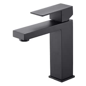Contemporary Single Handle Single Hole Bathroom Faucet with Supply Hose in Matte Black(1 Size)