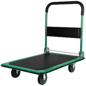 660 lbs. Steel Truck Hand Flatbed Cart Dolly Folding Moving Push Heavy-Duty Rolling Truck in Green