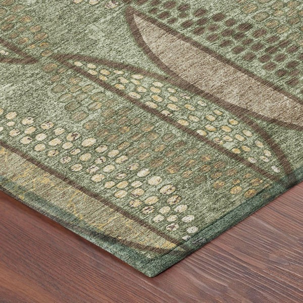 Chantille Machine Washable Indoor/Outdoor Abstract ACN2711 Olive 8 ft. x 10 ft. Area Rug