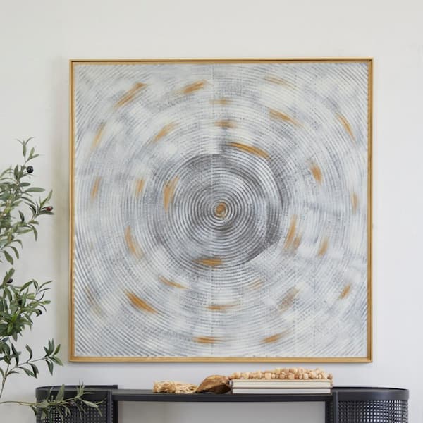 Litton Lane 1- Panel Starburst Spiral Framed Wall Art with Gold Frame 40  in. x 40 in. 043176 - The Home Depot