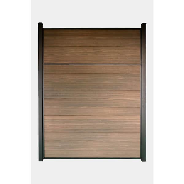 8 ft. H x 6 ft. W x 1 in. Thick Mahogany-Dark Brown-Composite Tongue and Groove Horizontal Fence Panel
