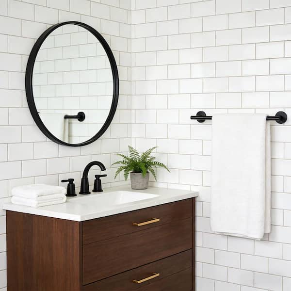 20 in. Stainless Steel Wall Mounted Single Towel Bar in Matte Black