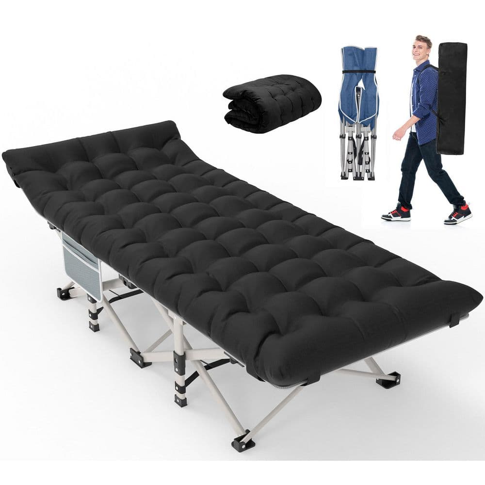 Portable Gray Folding Camping Cot for Adults 1200D Double Layer Oxford with Carry Bag & Black Detachable Mattress price history on PriceWatchPro