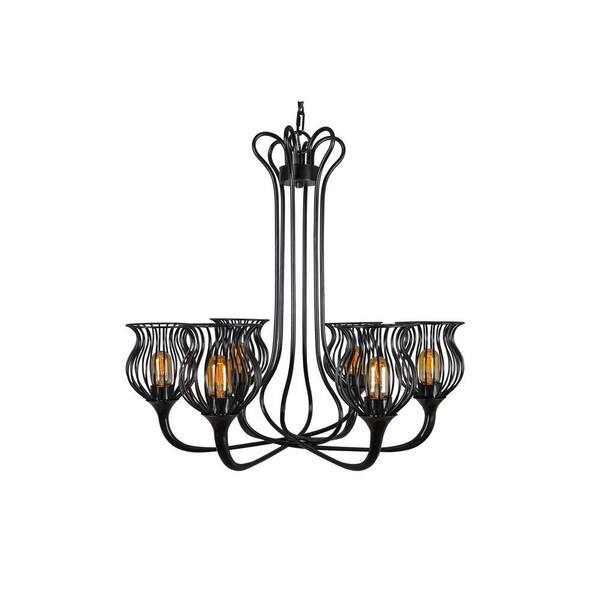 Varaluz Encaged 6-Light Black Chandelier