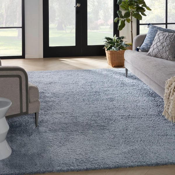 Dreamy Shag Light Blue 7 ft. x 9 ft. All-over design Contemporary Area Rug