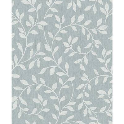 Torrey Light Blue Leaf Trail Vinyl Strippable Roll (Covers 56.4 sq. ft.)