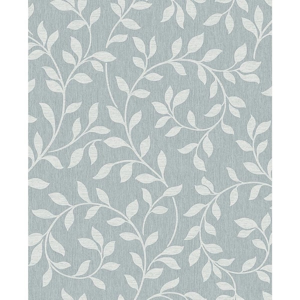 Advantage Torrey Light Blue Leaf Trail Taupe Wallpaper Sample
