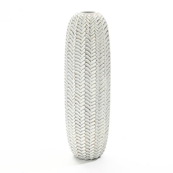 LuxenHome 25 in. H Modern Geometric Pattern Polyresin Cylinder Vase