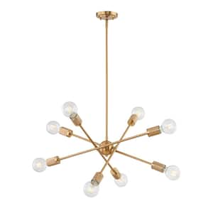 Loughton 22 in. W 8-Light Burnished Brass Chandelier with No Shades