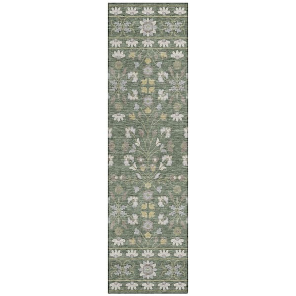 Chantille Machine Washable Indoor/Outdoor Abstract ACN3048 Basil 2 ft. x 7 ft. Runner Rug
