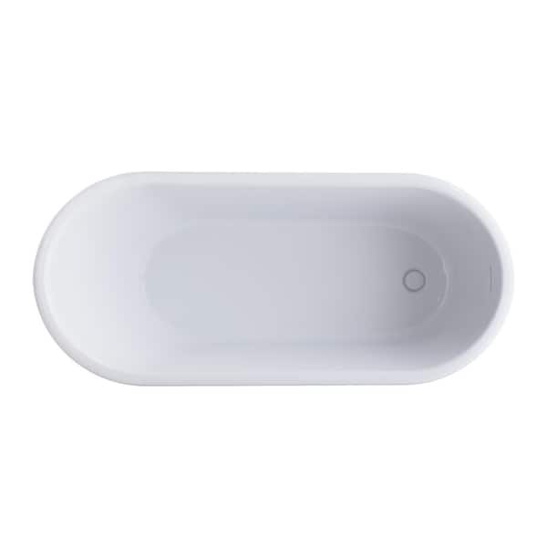 66 in. L x 30 in. W Acrylic Freestanding Single Slipper Soaking Bathtub in White, Pop-Up Drain