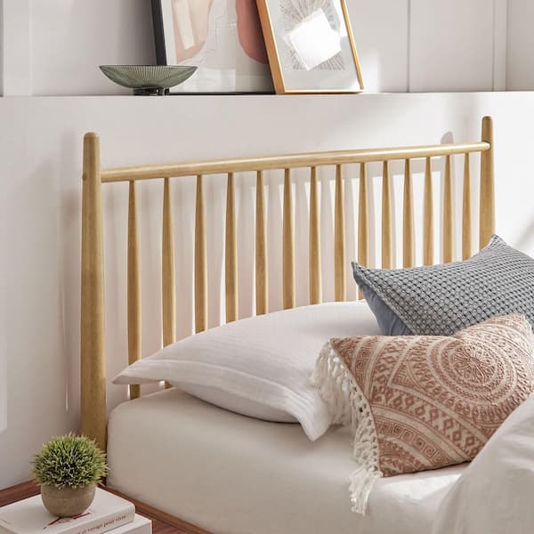MODWAY Zane Light Oak Brown Solid Rubberwood Frame Full Spindle