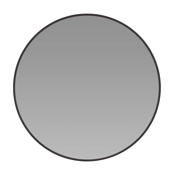 24 in. W x 24 in. H Modern Round Black Wall Mounted Mirror