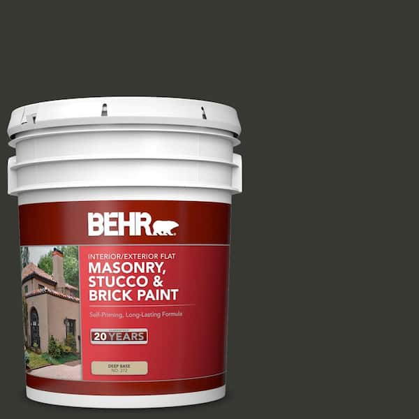 BEHR 5 gal. #T13-03 Black Lacquer Flat Interior/Exterior Masonry, Stucco and Brick Paint