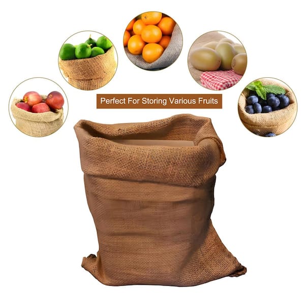 Wellco 40 in. x 23 in. Burlap Breathable Jute Bags Accessory for Potato Tomato Plants Vegetables Herbs Fruits Flowers (5-Pack）