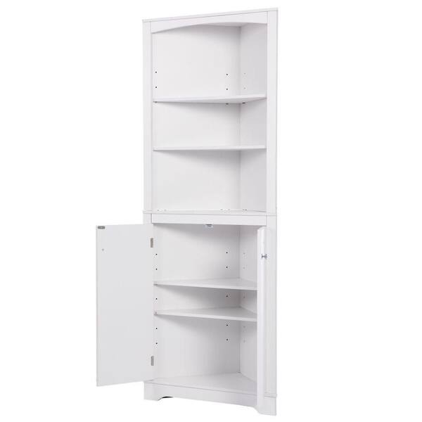 Somerset Home Linen Cabinet Narrow Freestanding Storage (White)