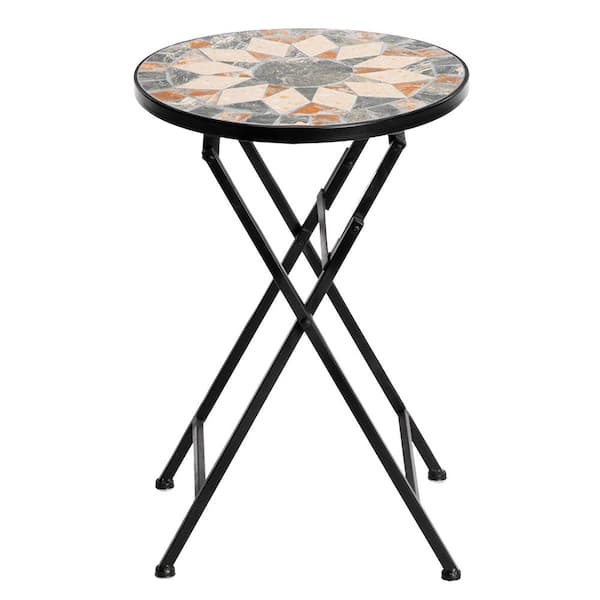 Karl home Metal and Ceramic Tile Mosaic Patio Bistro Table