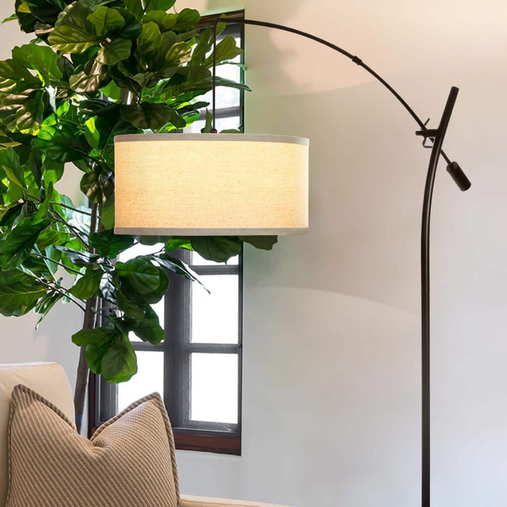 Brightech Grayson Modern Arc LED Floor Lamp - Adjustable Height, Black