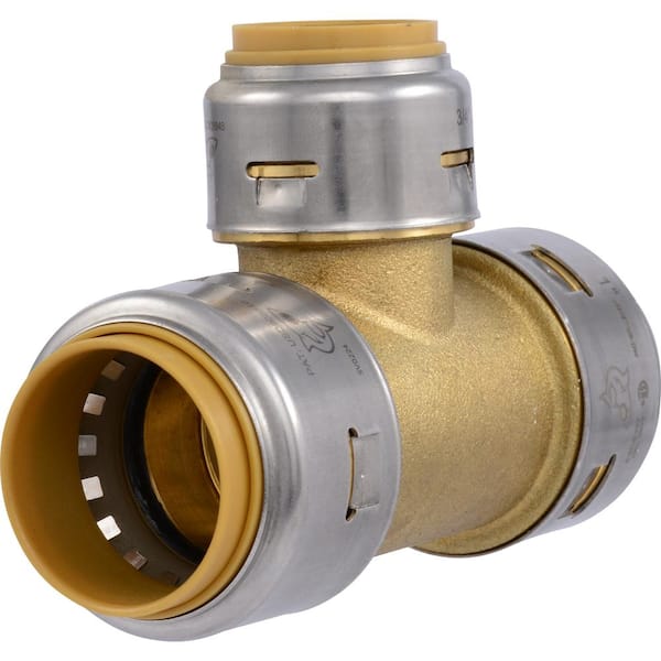 SharkBite Max 1 in. x 1 in. x 3/4 in. Push-to-Connect Brass Reducing Tee Fitting