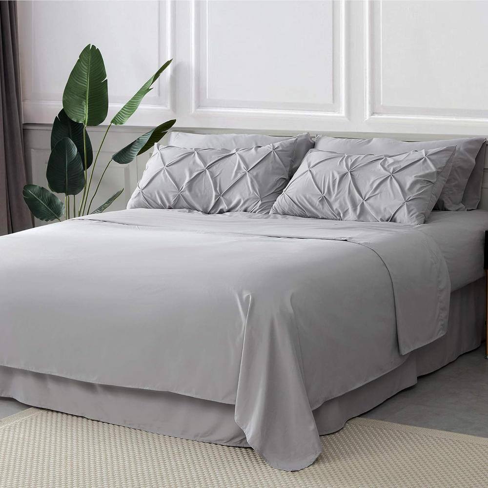 King Gray Microfiber Pintuck Bed in a Bag Set