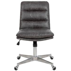 Dark Brown PU Leather Armless Office Chair