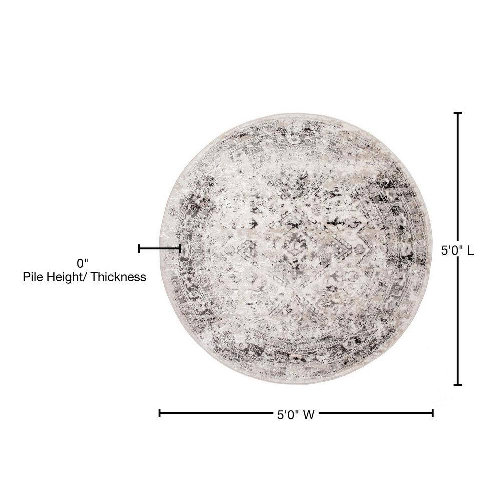 EcoChic Silver Speckled 5' Round Synthetic Area Rug