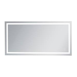 Timeless 32 in. W x 72 in. H Framed Rectangular LED Light Bathroom Vanity Mirror in Silver
